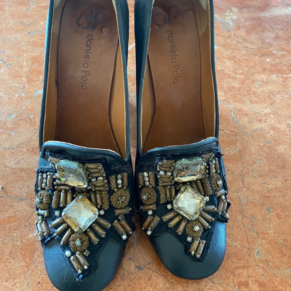 Goddess Gemstone Pumps in Brown by dp - Daniela Polo